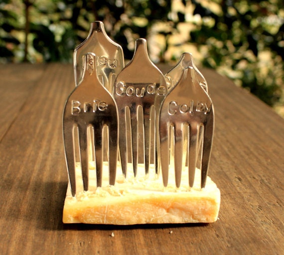 Antique CHEESE MARKER Forks 5 Vintage Silverplate Forks Made