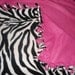 Large, Adult Size Zebra Print with Hot Pink back, no sew fleece blanket (54" x 66") comforter, Throw, Outside Two Layer fleece blankets