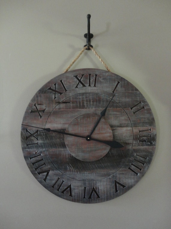 Salvaged Wood Wall Clock In Aged Cherry
