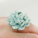 Dusty aqua flower leather ring