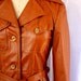Brown Leather Trench Coat, vintage 1970s, size small-medium (4-8)