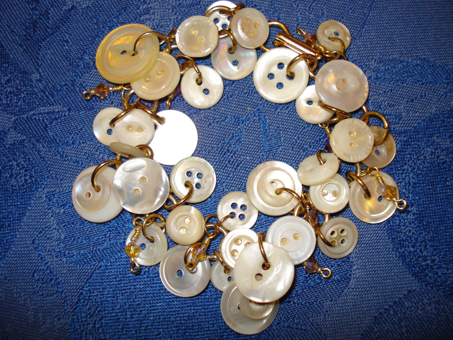 Vintage Mother of Pearl Button bracelet with by RibbonTapestry