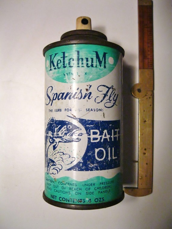 Vintage Spanish Fly Bait Oil Fishing Lure Aerosol Spray Can