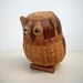 RESERVED for KBURNEY Vintage Mid Century Owl Rattan Basket