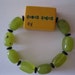 Beautiful Vintage Bakelite Mah Jongg Bracelet with Lemon Jade and Black Onyx Beads