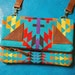 Small purse Pendleton and brown leather foldover clutch- The Marquesa bag