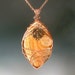 Cream and Brown Picture Jasper Marquise Wire Wrapped Pendant in Copper