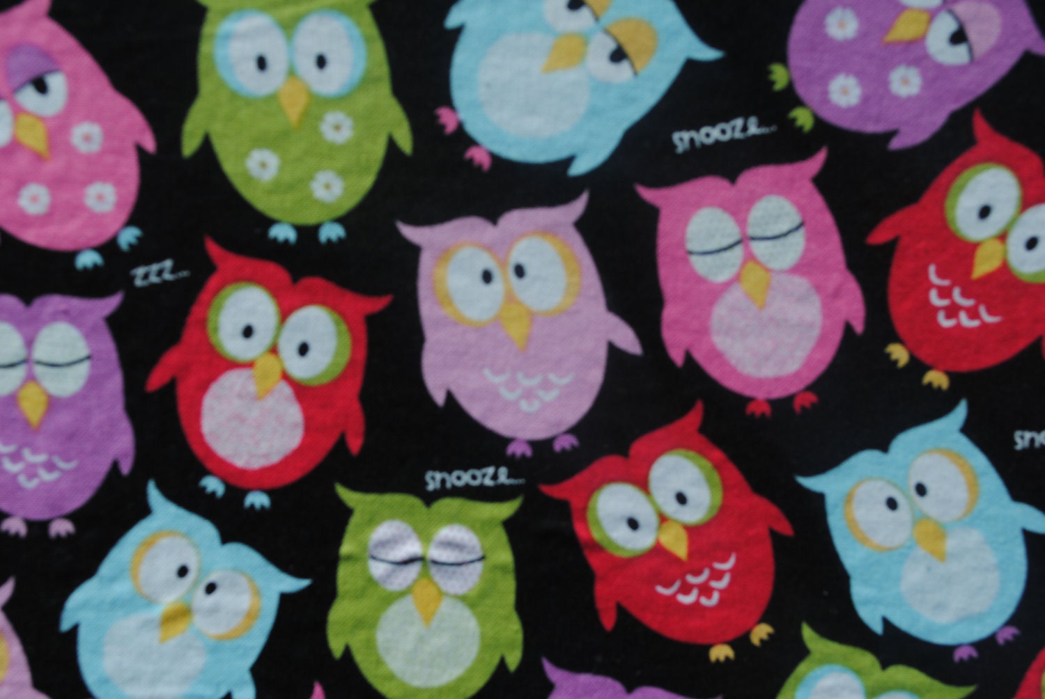 Owl Cork Board pink blue purple green and black