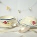 Vintage French set for 2: Cup, silver teaspoon, cotton-linen napkin - a shabby chic Valentine party (b)