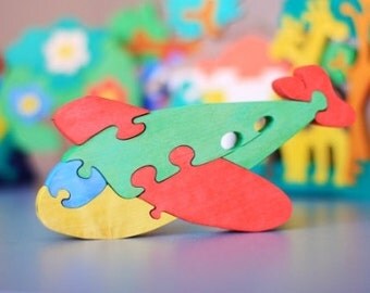 Toy Plane. Wooden toys, wooden puzzle, eco-friendly handmade toys for babies, children, kids, boys and girls