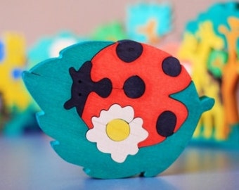 Wooden Puzzle Ladybird. wooden toys, wooden animal puzzle, eco-friendly handmade toys for babies, children, kids, boys and girls