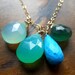 Chrysoprase, chalcedony and turquoise charm necklace