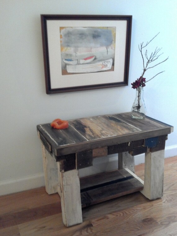 Items similar to Handmade end table made of reclaimed wood. on Etsy