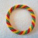 Colorful crochet beaded bracelet- spiral patterned,red, yellow and green bracelet