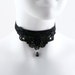 Black Velvet & Lace Choker Necklace with Rose Cabochon - Romantic, Lolita, Lingerie, Gothic, Goth, Chic, Mourning, Ball, Glamour, Glam