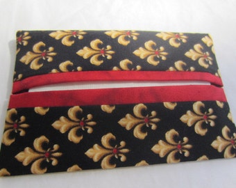 Fleur-di-lis Pocket Tissue Holder with Red Accent