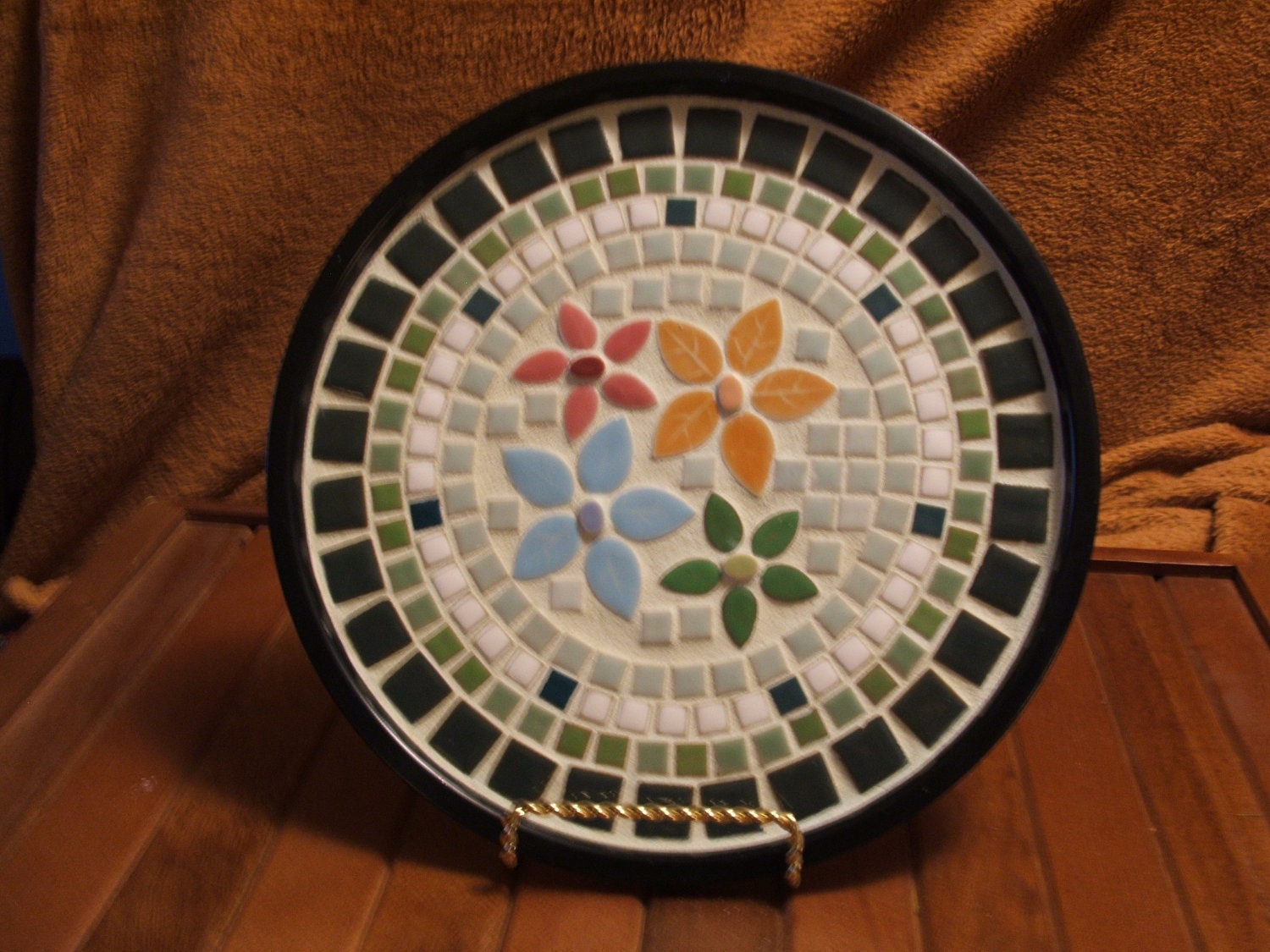 Mosaic ceramic tile plate/tray by mariamosaic on Etsy