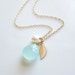 Peruvian Chalcedony, Fresh Water Pearl and Tiny Gold Leaf, dainty necklace, wedding, bride, bridesmaid jewelry