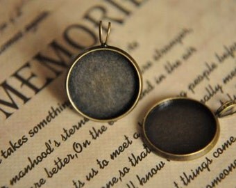 10pcs raw Brass plating antique bronze round cab finding