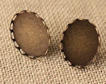 10 pcs raw Brass plating antique bronze earring cab finding