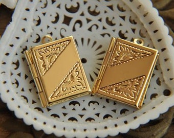 5 pcs raw brass plating gold locket pendant finding