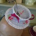Wonderland TEA CUP FASCINATOR - 'Polka Dot Rose', handmade, cotton like Cath Kidston, pocketwatch charm and teaspoon