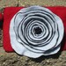 Coin Purse / Wallet in Felt. Novelty purse in red felt with black and white flower.