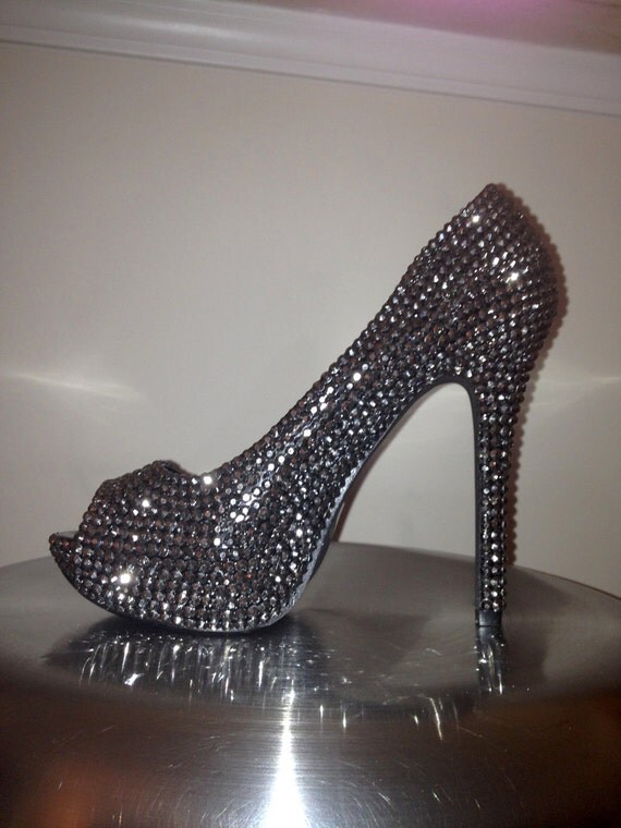black crystal high heels