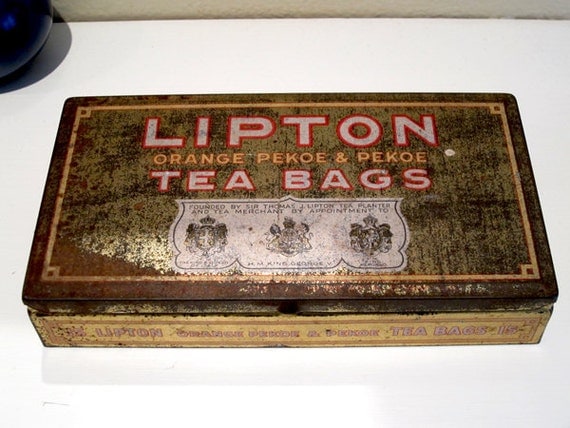 Vintage Lipton Tea Bags Metal Tin