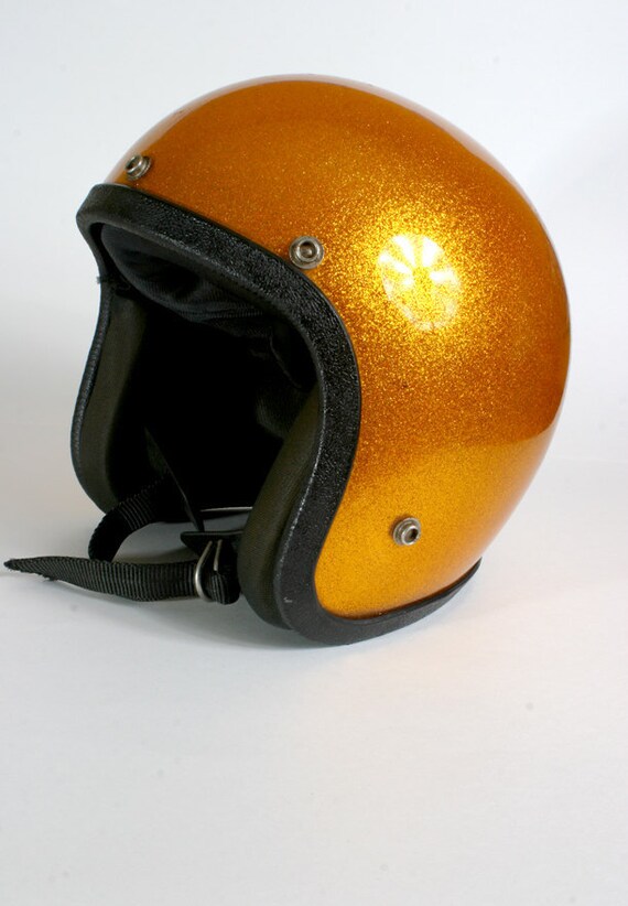 1970s VINTAGE Nesco 6420 Gold Fleck Motorcycle Helmet by MoFoCo