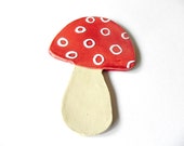 Ceramic Mushroom Plate Red and White Dish Pottery Spoon Rest