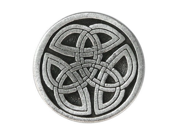 2 Round Celtic Tri Knot 1 inch 25 mm Pewter Metal Shank