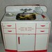 Vintage Wolverine Red and White Litho Tin Toy Sink 1940s - 1950s Made in the USA
