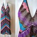 RESERVED For kellesshops: Rainbow Crochet - Vintage 90s look 70s Chevron Pattern ZigZag Knit Dress