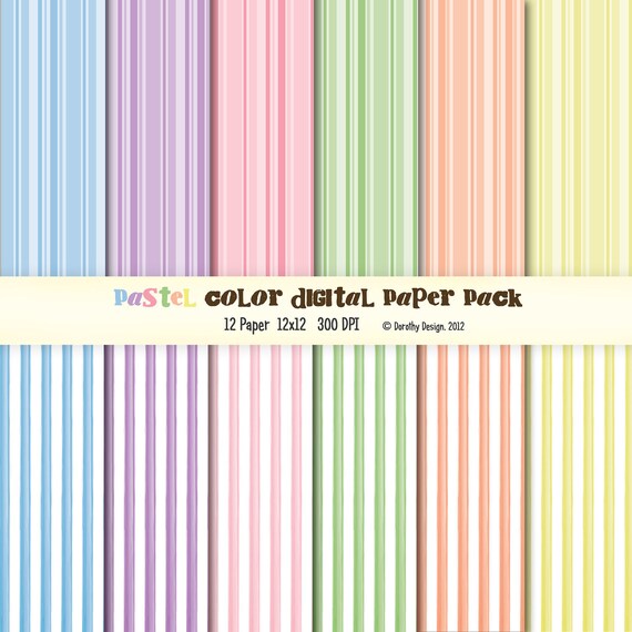 Pastel Color Digital Paper Pack for Digital Scrapbooking