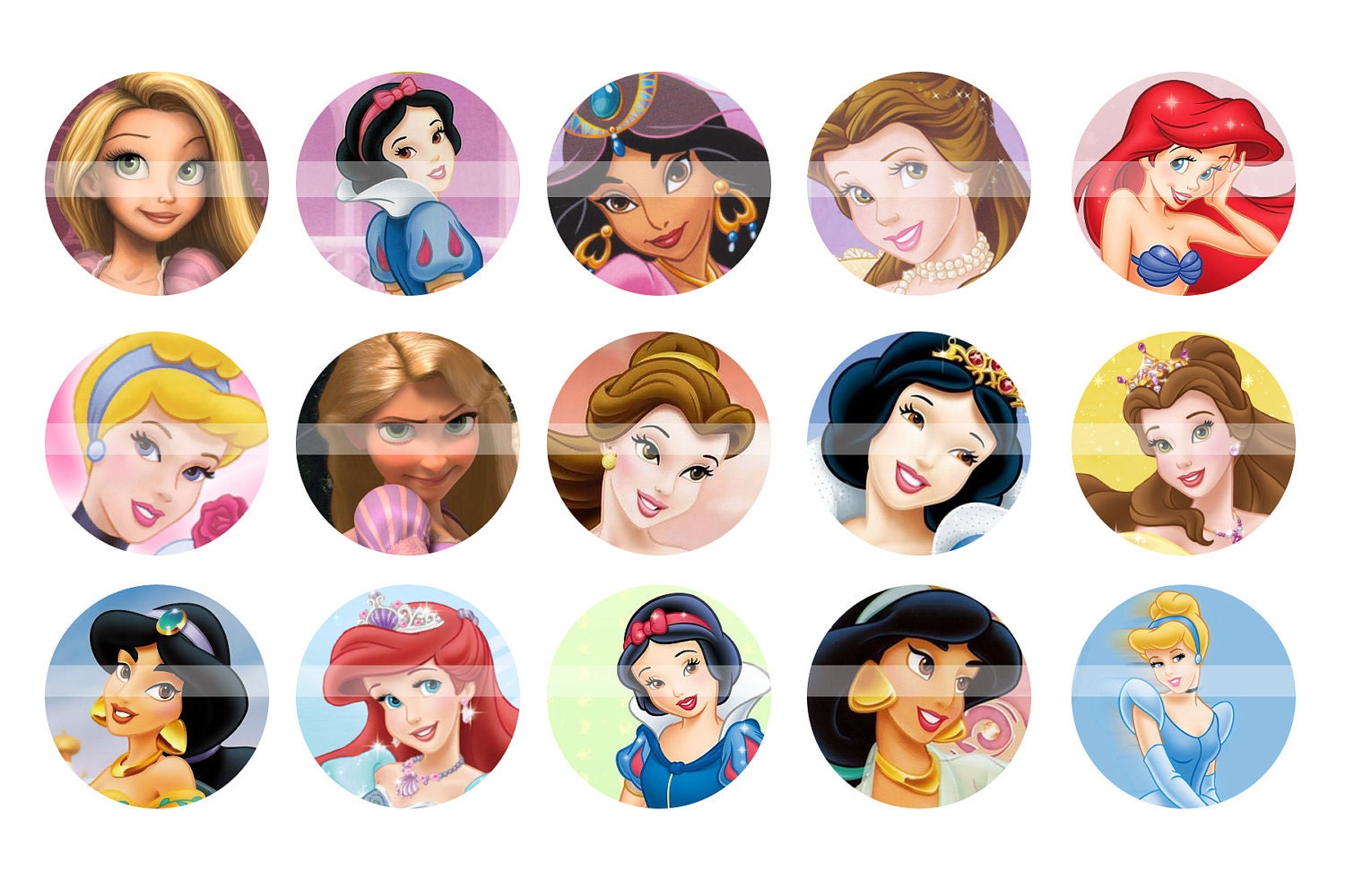 Disney Princess 1inch Round 4x6 Digital Collage Sheet by Jiida