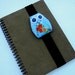 Blue Flower Owl Book Strap, owl, journal strap, notebook strap, journal band, diary band, boy, girl, kid, black, felt, spring, bird