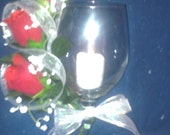 1 - 20 oz. wine glass candle holder with roses
