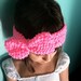 Little GIRL KNIT HEADBAND Hot Pink with Bow Headband/Earwarmer, Knitted Head Band, Little Girl Bow Headband