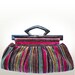 THE CLUTCH BAG, Stylish and Durable, Handmade from Striped Chenille Velvet Fabric in Wiled Berry Colors with Two Dark Brown Lucite Handles