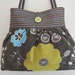 PLEATED Bag / Shoulder Purse Handmade from a Unique and Durable Upholstery Fabric with a Colorful Woven Chenille Floral Pattern