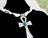 Ancient Egyptian Ankh - Howlite and Silver