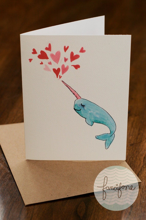 Lovely 15 Narwhal Valentine Card
