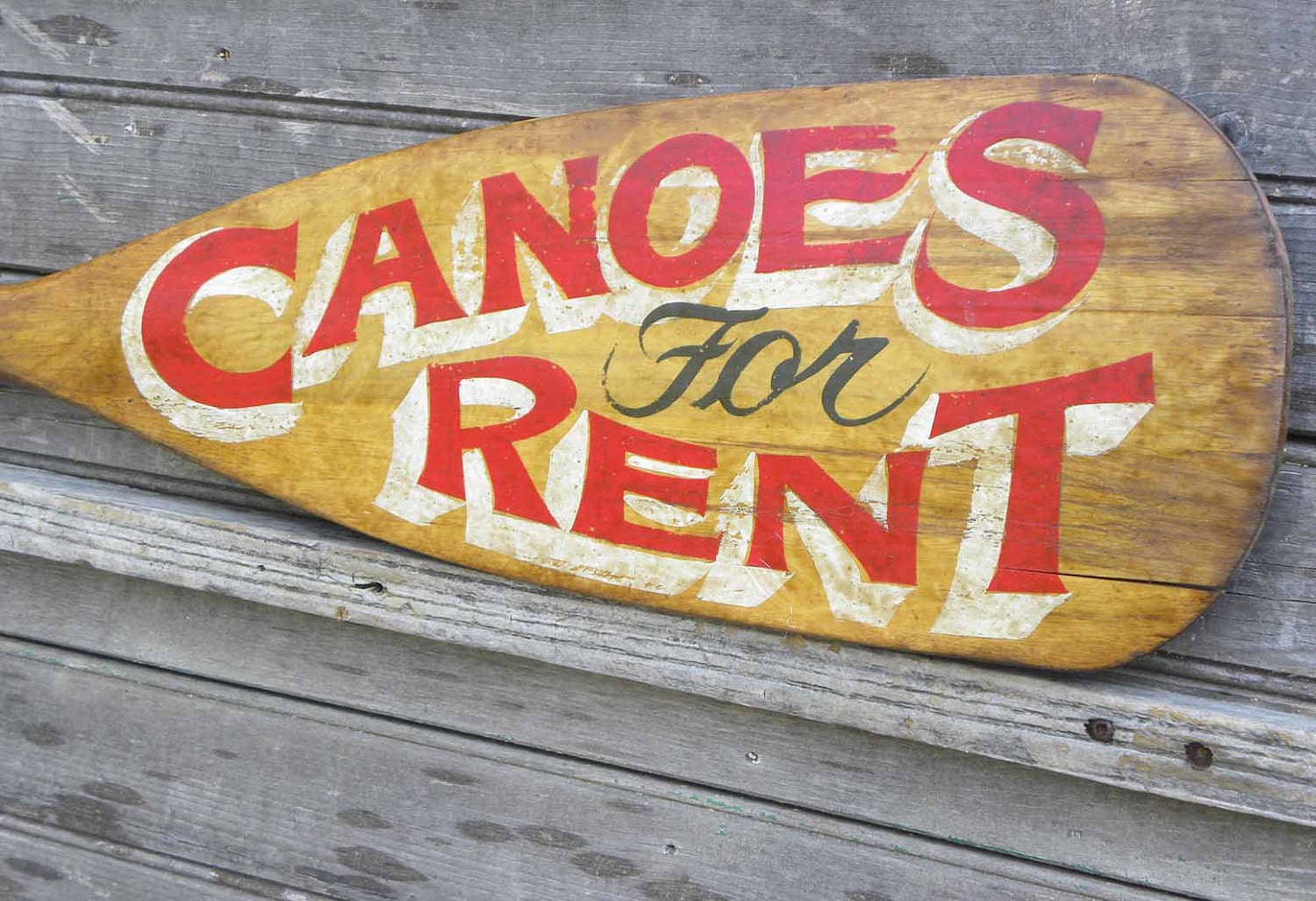 Canoes for Rent Pa   ddle hand painted sign wood paddle art