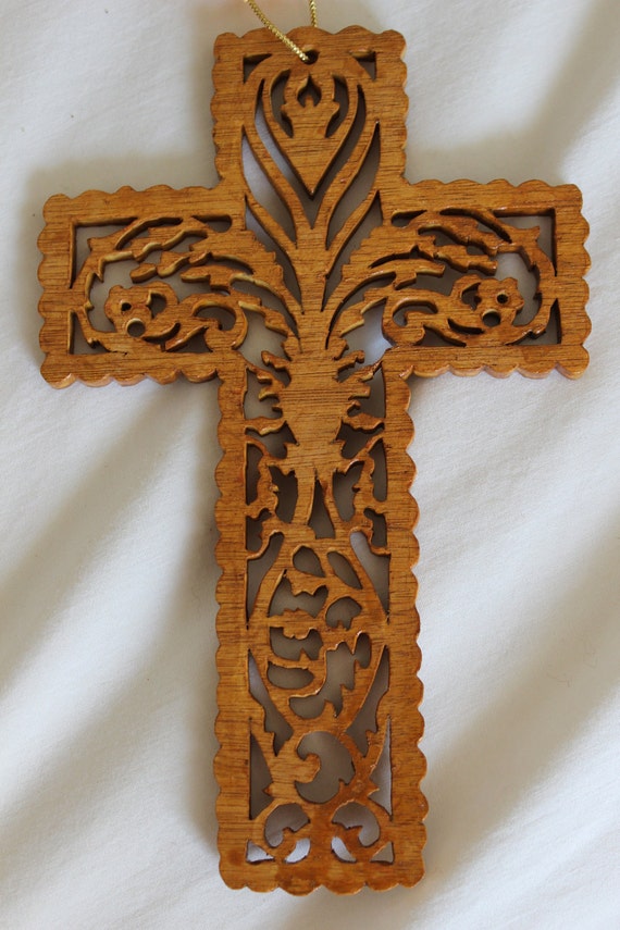 Items Similar To Scroll Saw Wood Carved Hanging Cross On Etsy