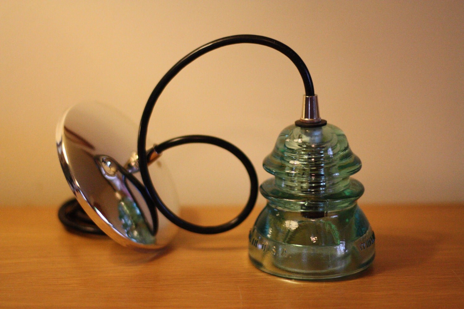 Glass Insulator Pendant Lamp by luceantica on Etsy