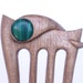 Wooden hair fork, 4 prong, Hair sticks, Snake, Wood, Walnut, Malachite, Hairpin, Handmade, Gemstone