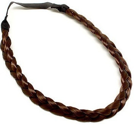 Brown Braided Synthetic Hair Headband by LuxLoxs on Etsy