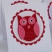 Red and Pink Owl 3x3 Mini Cards OOAK
