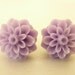 FLOWER EARRINGS, lavender purple post stud resin chrysanthemum